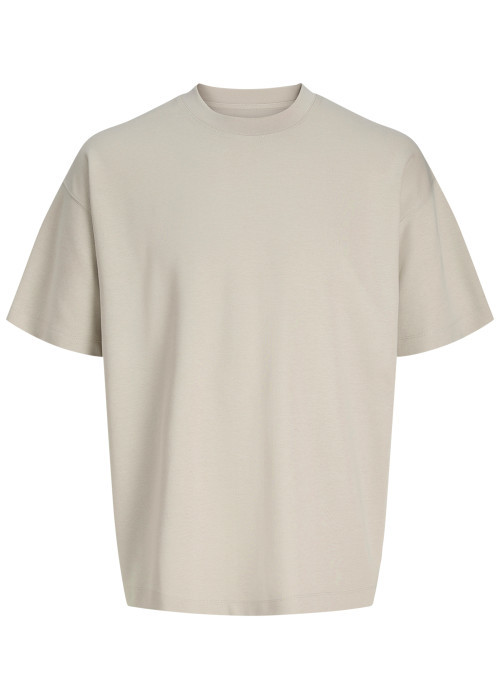 T-shirt beige uni avec une coupe droite et des...