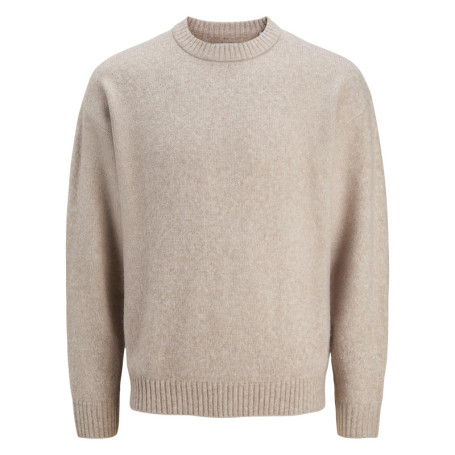 Pull beige uni avec une coupe droite et des...