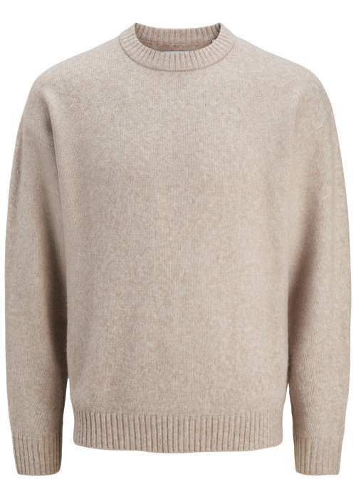 Pull beige uni avec une coupe droite et des...