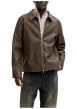 Thumbnail Blouson chocolat uni avec une coupe droite et un col à revers - Image 2