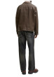 Thumbnail Blouson chocolat uni avec une coupe droite et un col à revers - Image 3