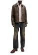 Thumbnail Blouson chocolat uni avec une coupe droite et un col à revers - Image 4