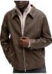 Thumbnail Blouson chocolat uni avec une coupe droite et un col à revers - Image 6