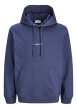 Thumbnail Sweat en coton mélangé bleu uni avec une coupe droite et une capuche
