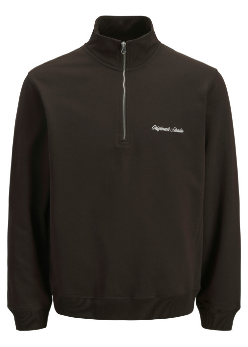 Sweat en coton mélangé marron uni avec une...