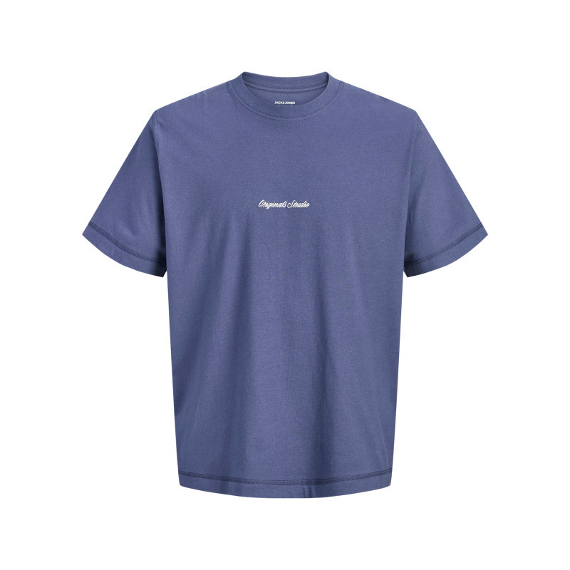 Jack & Jones - T-shirt En Coton Bleu Uni Avec Une Coupe Droite Et Un Col Rond - Bleu