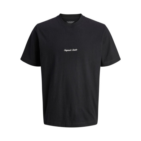 T-shirt en coton noir uni avec une coupe droite...
