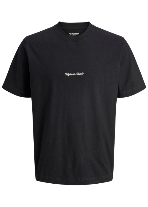 T-shirt en coton noir uni avec une coupe droite...