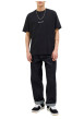 Thumbnail T-shirt en coton noir uni avec une coupe droite et un col rond - Image 2
