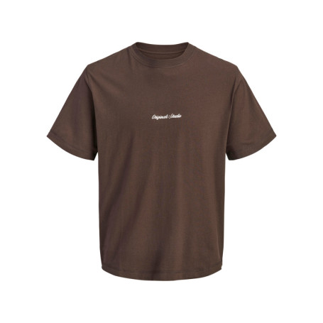 T-shirt en coton marron uni avec une coupe...