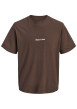 Thumbnail T-shirt en coton marron uni avec une coupe droite et un col rond