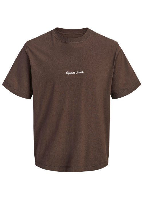 T-shirt en coton marron uni avec une coupe...