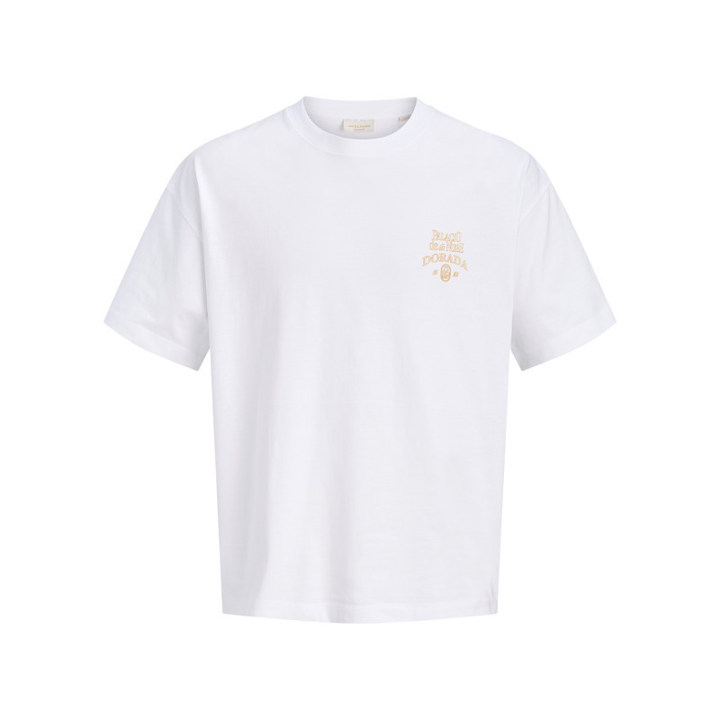 Jack & Jones - T-shirt En Coton Blanc à Imprimé Avec Une Coupe Droite Et Un Col Rond - Blanc Jack & Jones - T-shirt En Coton Blanc à Imprimé Avec Une Coupe Droite Et Un Col Rond - Blanc
