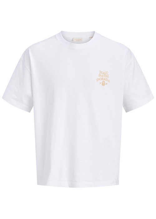 T-shirt en coton blanc à imprimé avec une coupe...
