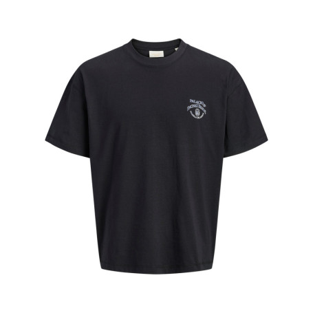 T-shirt en coton noir à imprimé avec une coupe...
