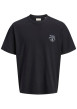 Thumbnail T-shirt en coton noir à imprimé avec une coupe droite et un col rond