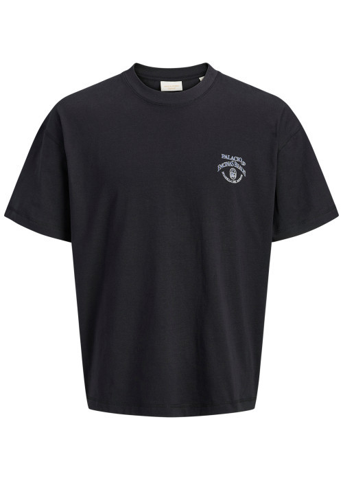 T-shirt en coton noir à imprimé avec une coupe...