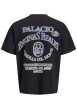Thumbnail T-shirt en coton noir à imprimé avec une coupe droite et un col rond - Image 2