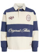 Thumbnail Sweat en coton bleu à rayures avec une coupe droite et un col à revers