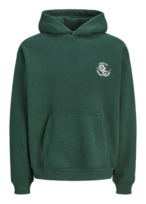 Sweat vert à imprimé avec une coupe droite et un col à capuche