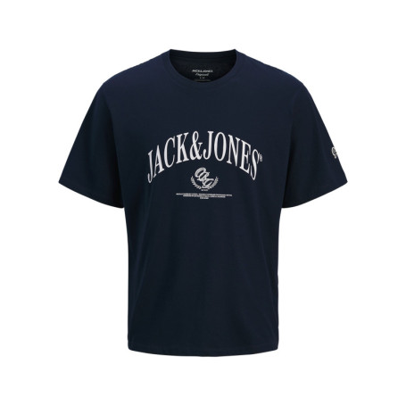 T-shirt en coton marine à imprimé avec une...