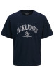 Thumbnail T-shirt en coton marine à imprimé avec une coupe droite et un col rond