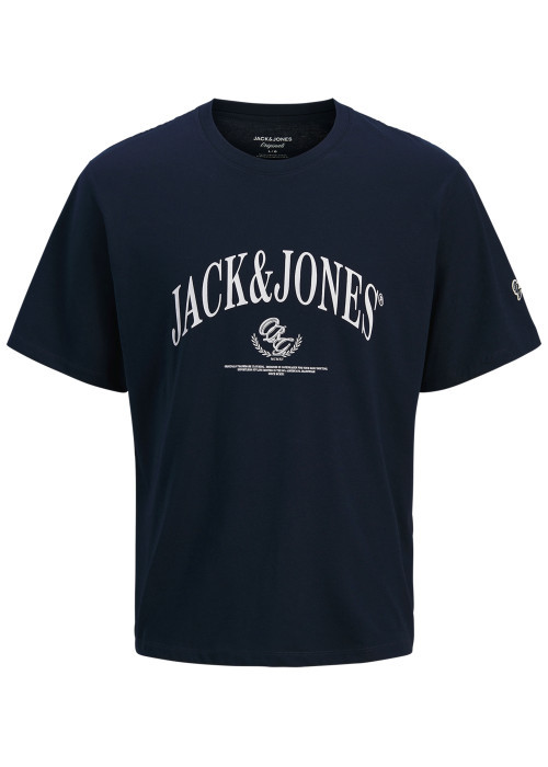 T-shirt en coton marine à imprimé avec une...