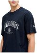 Thumbnail T-shirt en coton marine à imprimé avec une coupe droite et un col rond - Image 4