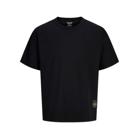 T-shirt en coton noir à imprimé avec une coupe...