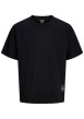 Thumbnail T-shirt en coton noir à imprimé avec une coupe droite et un col rond