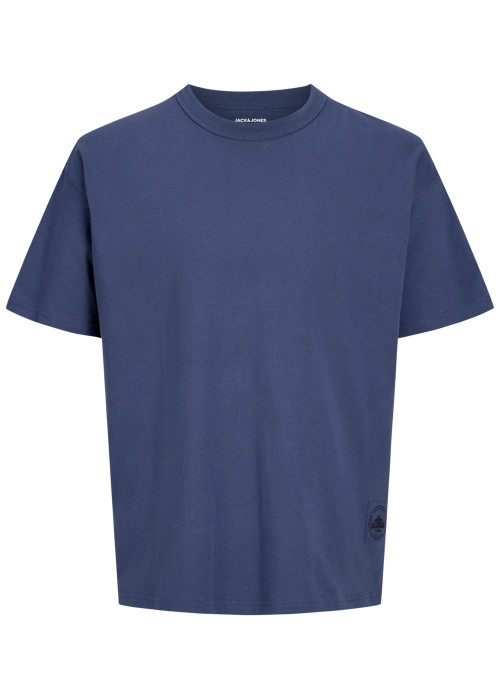 T-shirt en coton bleu à imprimé avec une coupe...