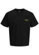 Thumbnail T-shirt noir à imprimé avec une coupe droite et un col rond