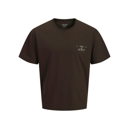 T-shirt marron à imprimé avec une coupe droite...