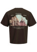 Thumbnail T-shirt marron à imprimé avec une coupe droite et un col rond - Image 2
