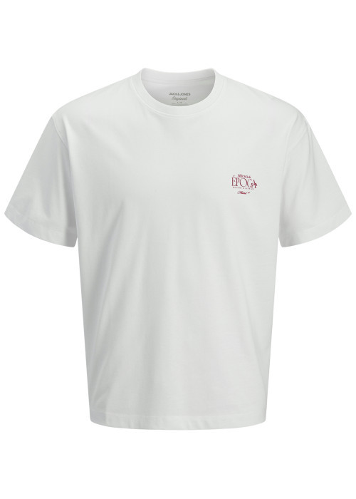 T-shirt blanc à imprimé avec une coupe droite et un col rond