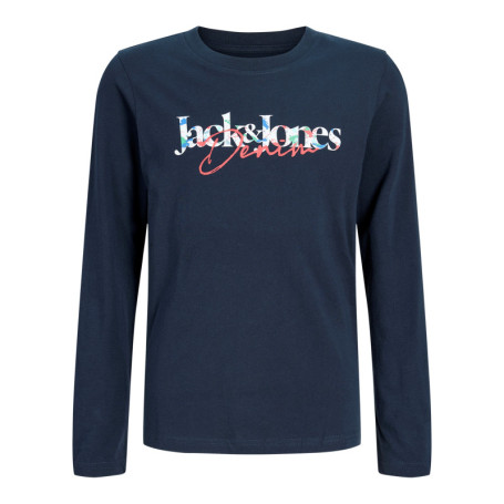 T-shirt en coton marine à imprimé avec une...