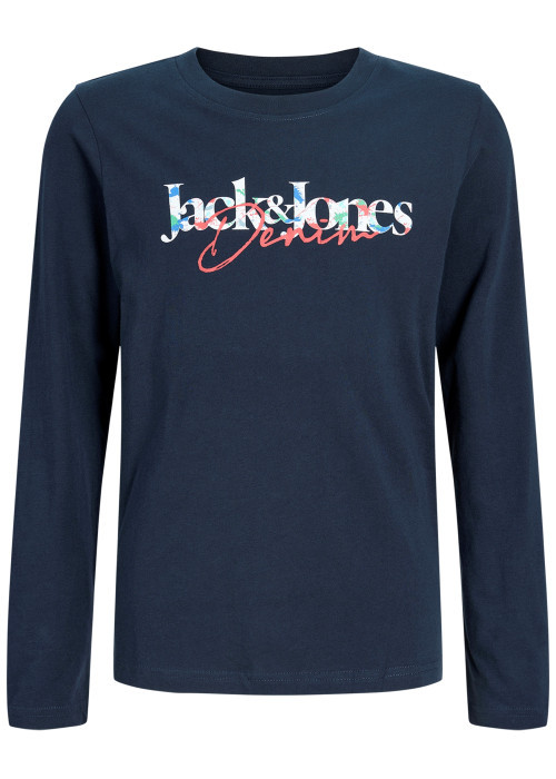 T-shirt en coton marine à imprimé avec une...