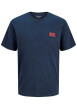 Thumbnail T-shirt en coton marine uni avec une coupe droite et un col rond