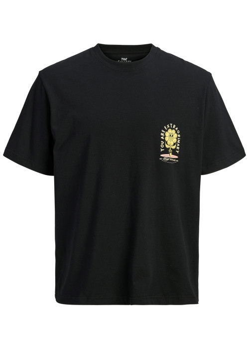 T-shirt en coton biologique noir à imprimé avec...