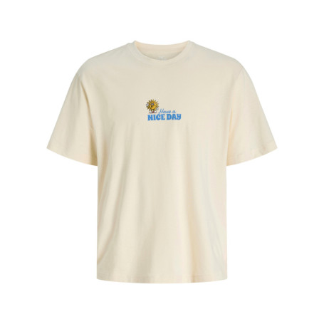 T-shirt en coton biologique écru à imprimé avec...