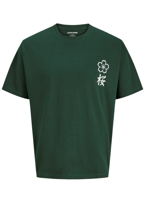 T-shirt en coton sapin à imprimé avec une coupe droite et un col rond