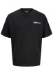 Thumbnail T-shirt en coton noir à imprimé avec une coupe droite et un col rond