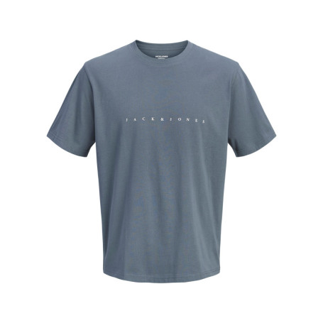 T-shirt en coton bleu uni avec une coupe droite...