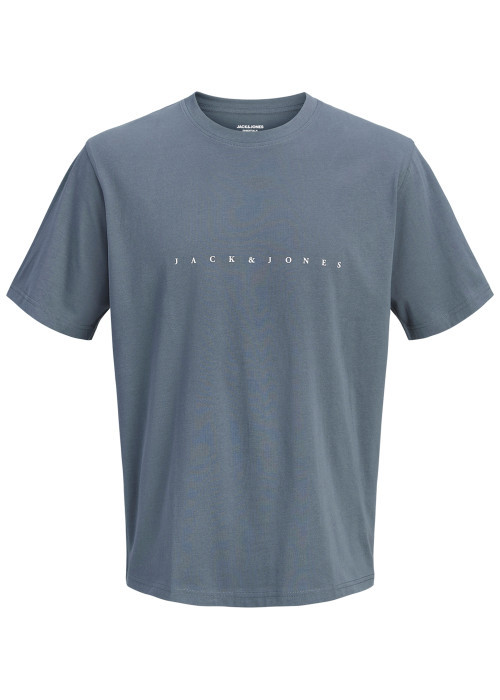 T-shirt en coton bleu uni avec une coupe droite...