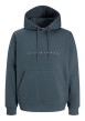 Thumbnail Sweat en coton mélangé bleu uni avec une coupe droite et une capuche