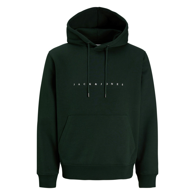 Jack & Jones - Sweat En Coton Mélangé Vert Uni Avec Une Coupe Droite Et Une Capuche - Vert