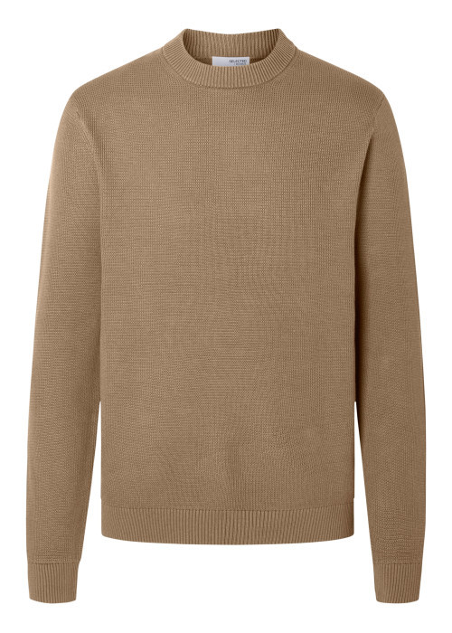 Pull en coton biologique beige à coupe droite...