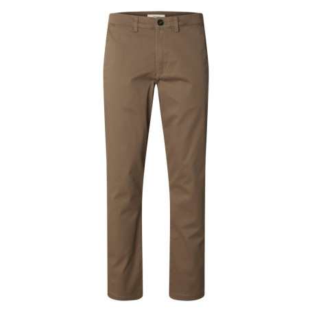 Pantalon chino en coton biologique brun à coupe...