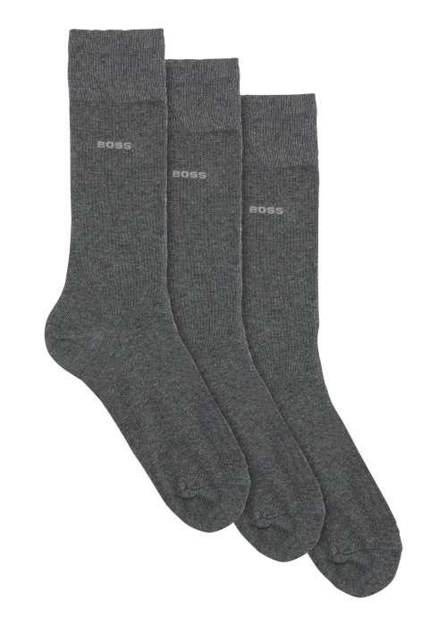 Chaussettes hautes en coton mélangé grise unies...