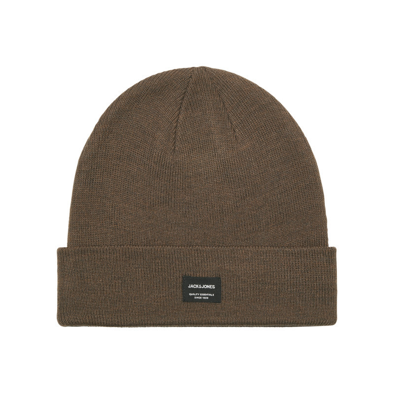 Jack & Jones - Bonnet Marron Uni En Maille Tricotée Pourvu D'un Large Revers - Marron Jack & Jones - Bonnet Marron Uni En Maille Tricotée Pourvu D'un Large Revers - Marron
